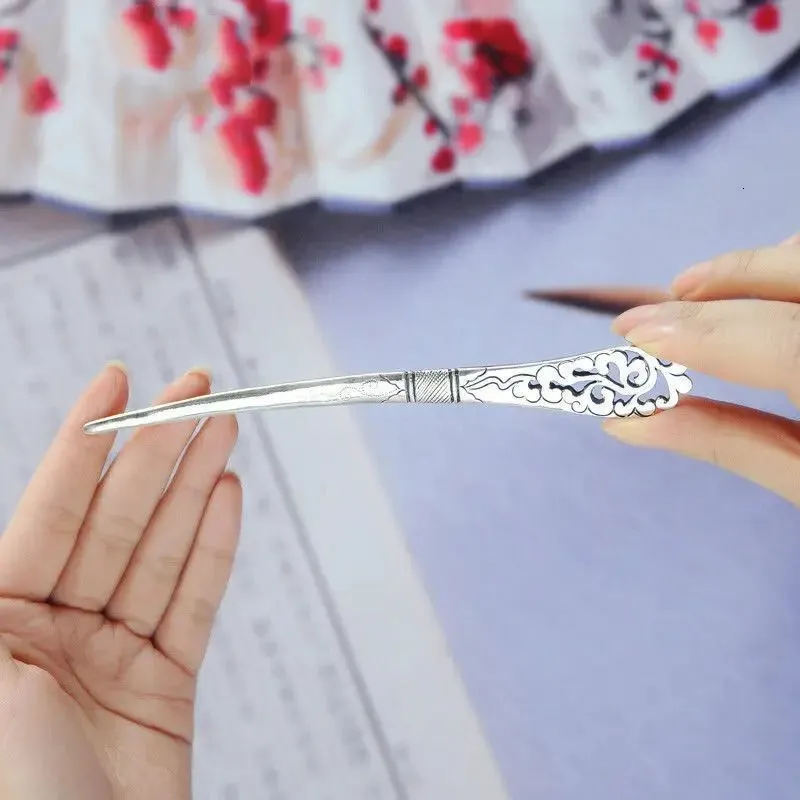 Hairpins Thai Sier S925 Hollowedout Auspicious Cloud Tiara Hairpin Simple Classical Ethnic Style Hair Jewelry Charm Hanfu Accessories