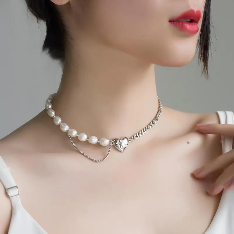 Choker Timeless Wonder Fancy Zirconia Heart Natural Pearl Pave Necklace Women Jewellry Ins Trendy Designer Party Goth Korean Egirl