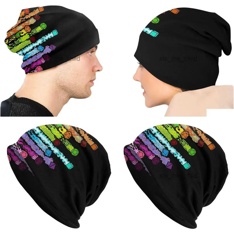 Beanie/Skull Caps Bonnet Hats DnD Game Men Women`s Knitting Hat Damage Dice Winter Warm Cap Beanies Thermal Elastic Caps x0907