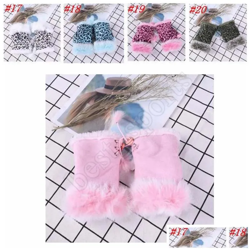 Sports Gloves 20 Colors Fashion Winter Warm Girl Leather Rabbit Fur Fingerless Colorf Christmas Gifts Zza1415 Ll Drop Delivery Outdoor Dhcem