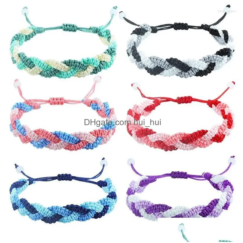 charm bracelets mixed color braided bracelet personality colorful thread rope handmade adjustable bangle wristband men women jewelry