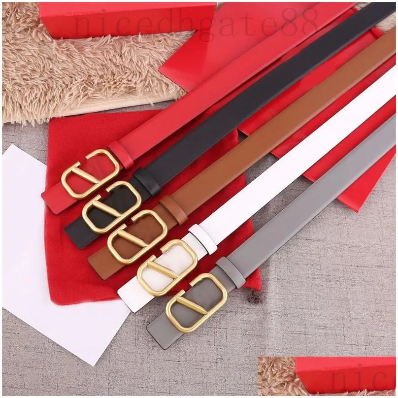 Designer belts for men women letter v belt classic solid color 3cm width business simple cintura metal gold plated buckle luxury belt fashion ga07