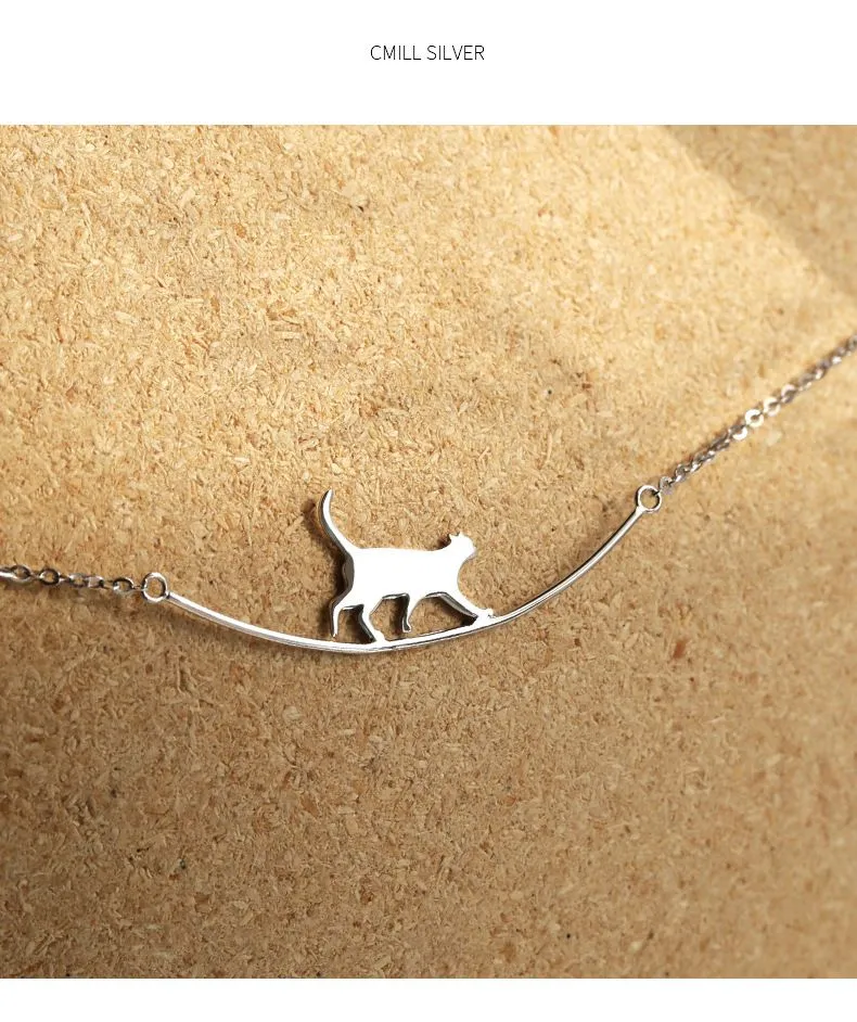 silver necklace fashion personality cat simple lovely animal clavicle chain boutique gift