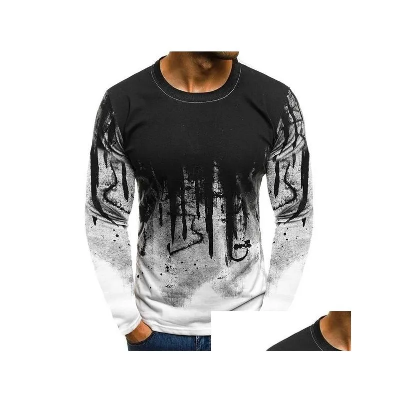 Men`S T-Shirts Mens T Shirts Sport Fitness Camouflage Long Sleeve Printed T-Shirt Loose Casual Crew Neck Drop Delivery Apparel Clothin Dhypc