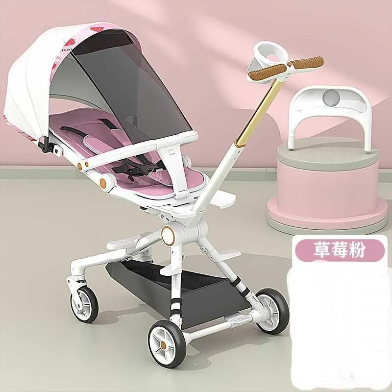 Stroller Can Sit, Lie Down, and Fold, Two-way Baby Trolley, High Landscape, Four-wheel Anti-rollover