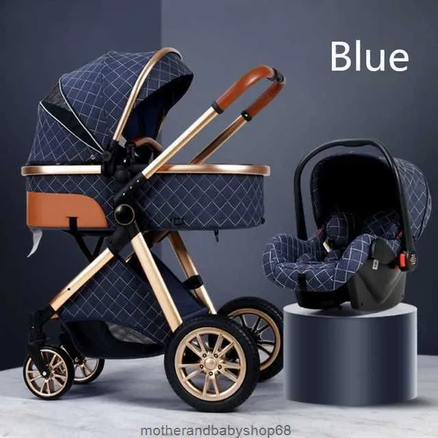 High Landscape 2-in-1 Baby Stroller That Can Sit Lie Down Change Direction Shock Absorption and Fold Newborn Children`s Handcart