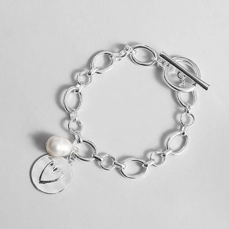Charm Bracelets ALLYES Hollow Circle Link Chain For Women Trend Round Heart Coin Pearl Pendant Bracelet Punk Elegant Jewelry