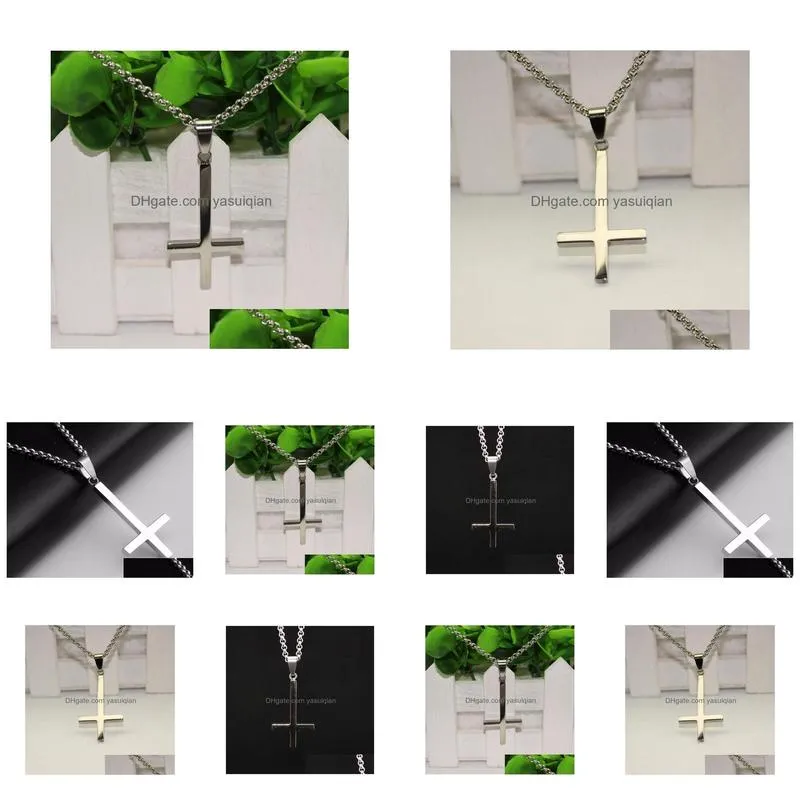 Other Inverted Cross Of St Peter Titanium Steel 316L Stainless Pendant Necklace Lucifer Satan Fashion Vintage Punk Jewelry Drop Delive Otkqp