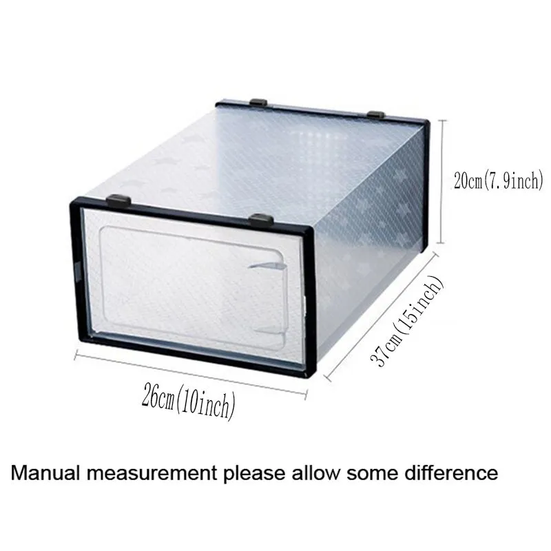Enlarged Transparent Shoe Box Foldable Storage Plastic Clear Home Organizer Stackable Display Superimposed Combination Shoes Containers Cabinet Boxes