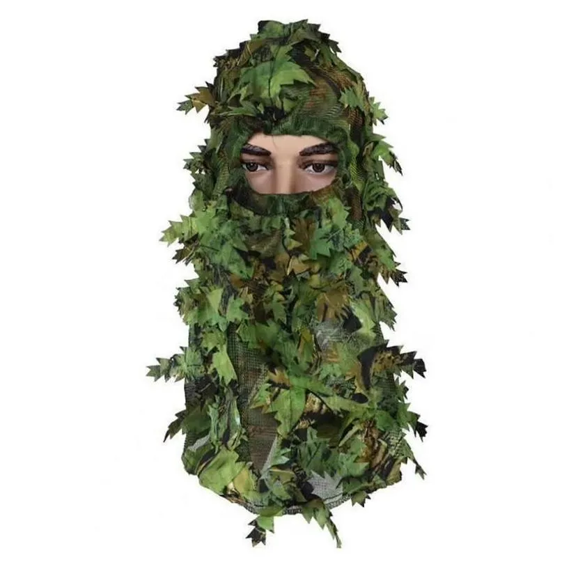 outdoor hats unisex 3d leaf camouflage headgear masks hunting multifunctional tactical face cover forest caps