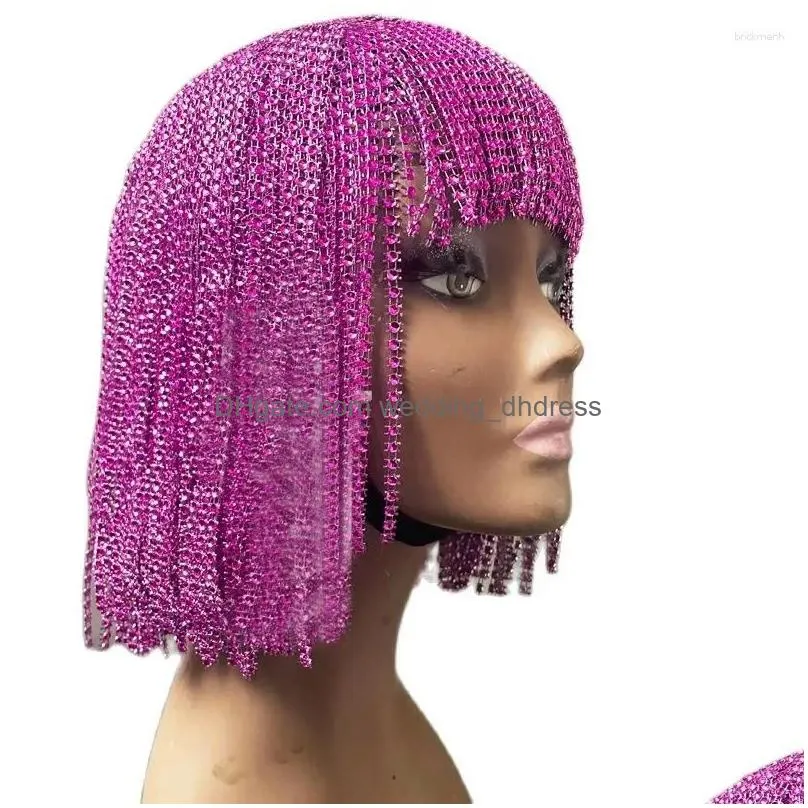 stage wear 6 colors tassels chain headwear wigs gogo dance costumes head ornament pole festival outfit women accessories xs5930