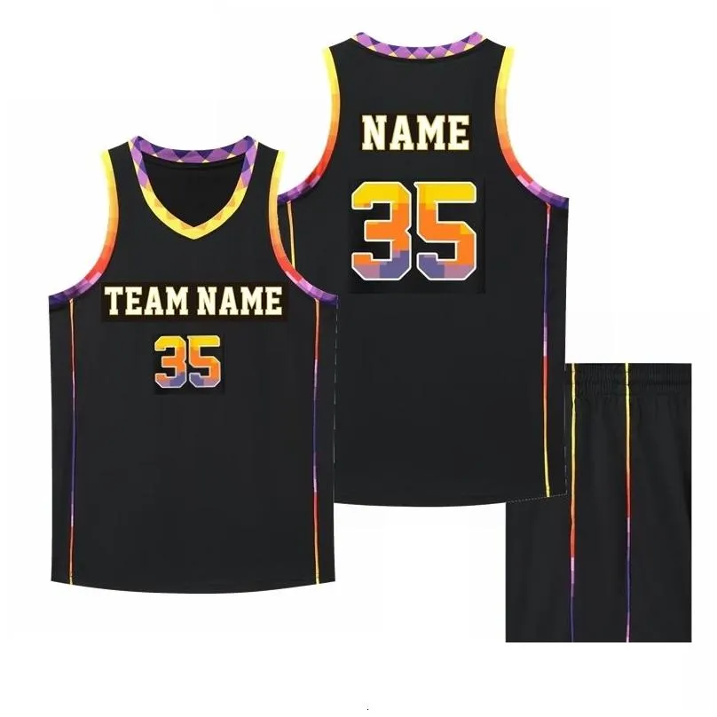 Outdoor T-Shirts Tshirts Custom Basketball Jersey Set For Men Kids Club College Team Professional Training Uniforms Suit Quick Dry Spo Dhcsl
