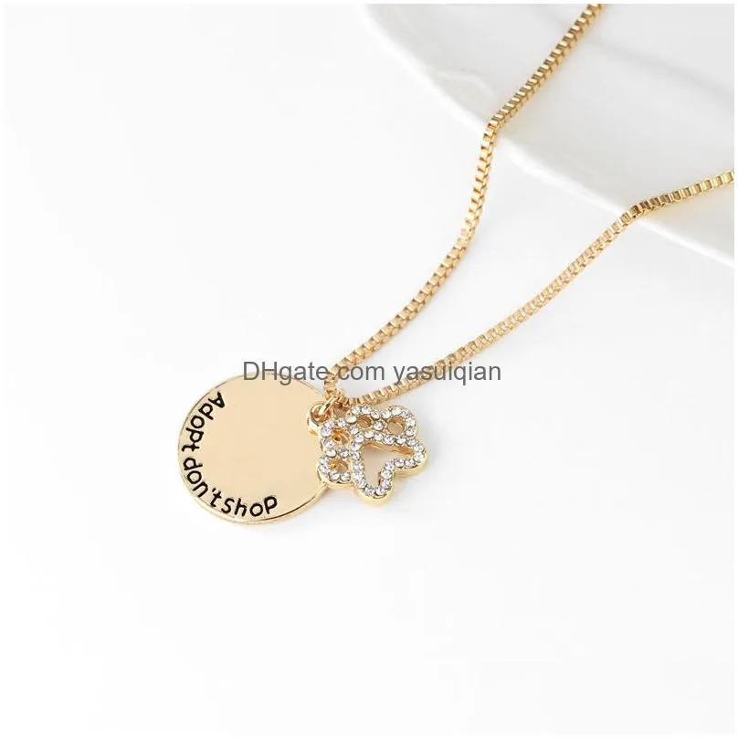 Pendant Necklaces Adopt Dont Shop Animal Lovers For Women Crystal Cat Dog Claw Box Chains Shelter Pet Rescue Fashion Jewelry Gift Drop Dh97E