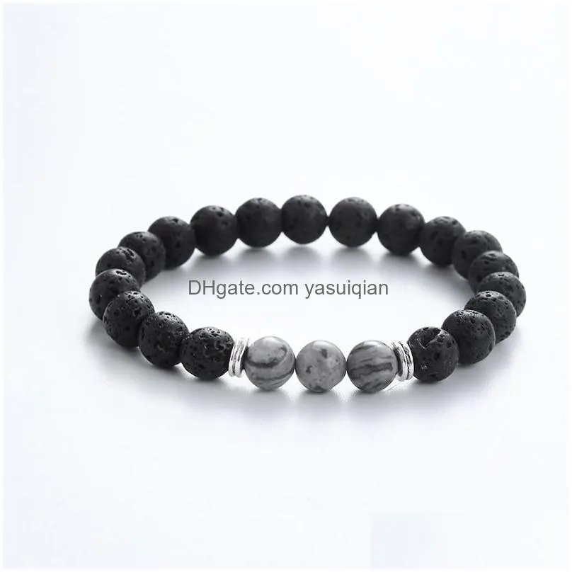 Beaded New Arrival Natural Lava Stone Bracelets For Women Men Healing Emperor Turquoise Rock Beads Chains Bangle Fashion Yoga Jewelry Dhgjk