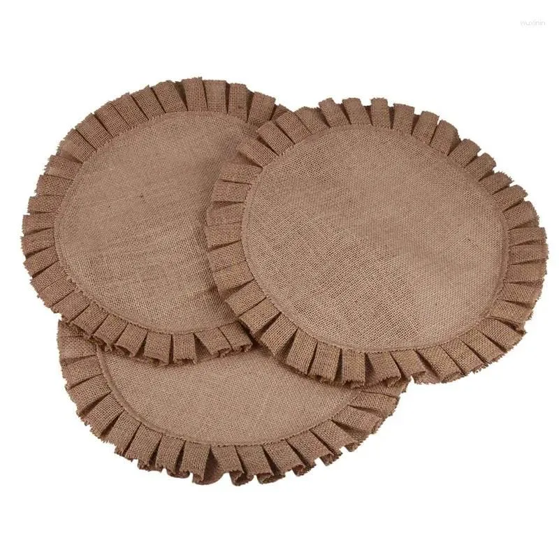 Table Mats Rustic Farmhouse Burlap Round Placemats Set Of 16 Size In 15 Inches Diameter