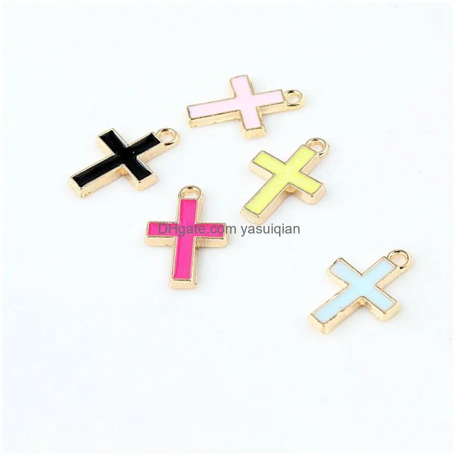 Pendant Necklaces 6 Colors Enamel Cross Jesus Pendants 10Pcs/Lot Crucifix Charms Fashion Jewelry Diy Accessories For Bracelets Necklac Dhi2R
