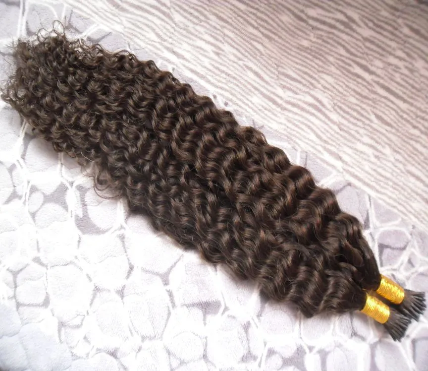 Kinky curly I Tip Hair Extensions 100gstrands Keration Remy Hair On Capsule For Testing Hair2380467