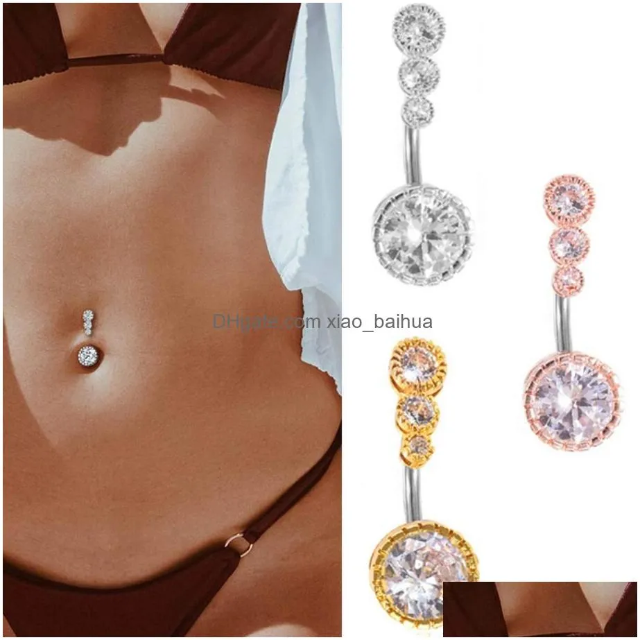 Navel & Bell Button Rings Y Cute Stainless Steel Piercing Shinny Dance Belly Body Jewelry Ring For Women Drop Delivery Dhe2U