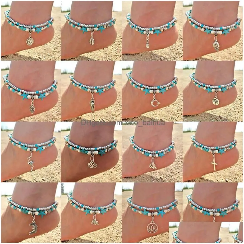 Anklets Fashion Shell Beads Starfish For Women Beach Anklet Leg Bracelet Handmade Bohemian Foot Chain Boho Jewelry Sandals Gift Drop Dhigc