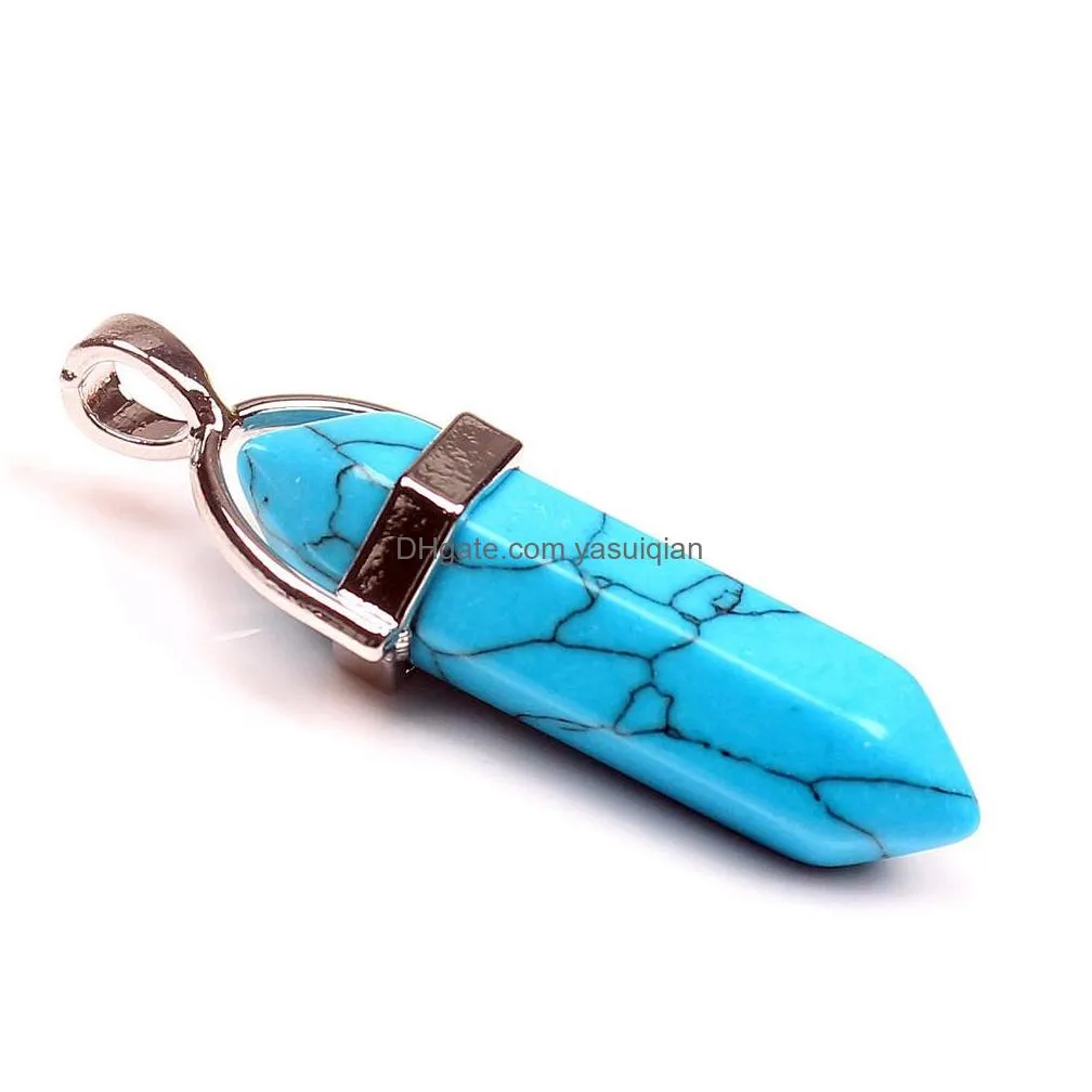 Pendant Necklaces New Hexagonal Prism For Women Men Healing Crystal Quartz Point Natural Stone Charm Fashion Diy Jewelry Drop Delivery Dhrrn