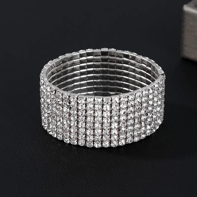 cross border hot selling bracelets from Europe and America, multiple rows full of diamonds, fashionable artificial diamonds, trendy