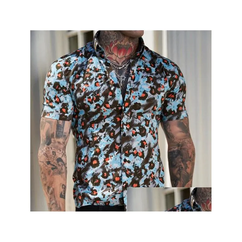 Men`S Casual Shirts 8 Styles Mens Sportsman 3D Printing Loose Lapel Short Sleeve T-Shirt Shirt Fashion Tops Outdoor Clothes Drop Deli Dhgfd
