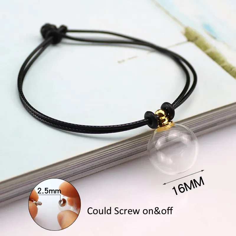 Charm Bracelets 2PCS Hollow Fillable Glass Ball With Hand Woven Bracelet Cord Urn Bangle Keepsake Jewelry For Men Women Memorial Gift