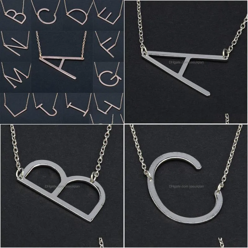 Pendant Necklaces Gold Sier Initial Letter For Women Personalized 26 English Alphabet Charm Chains Choker Fashion Jewelry In Bk Drop D Dh0N4