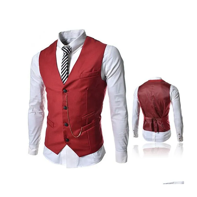 Men`S Vests Men Business Formal Mens Waistcoat Fashion Groom Tuxedos Wear Bridegroom Casual Slim Vest Custom Made With Drop Delivery A Dh8Qm