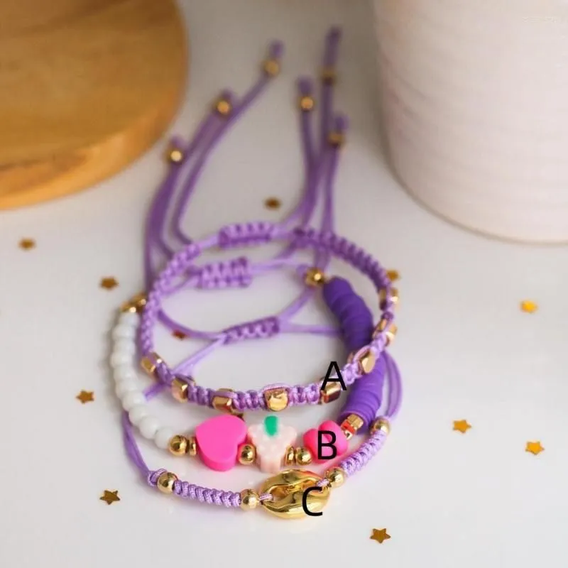 Strand KKBEAD Purple Thread Bracelets Set Handmade Braided Bracelet For Women Designer Jewelry Gift Girl Accessories