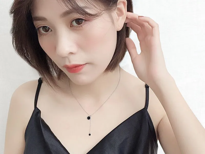 Silver Pendant Necklaces Sexy Clavicle Chain Black Charm Necklace For Women Jewelry Kolye