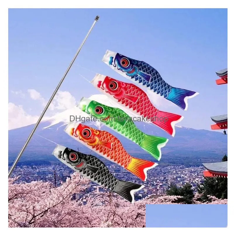 Banner Flags Koinobori Koi Nobori Carp Windsocks Streamers Colorf Fish Flag Decoration Med Kite Hanging Wall Decor 40Cm 55Cm 70Cm Drop Dhmdk