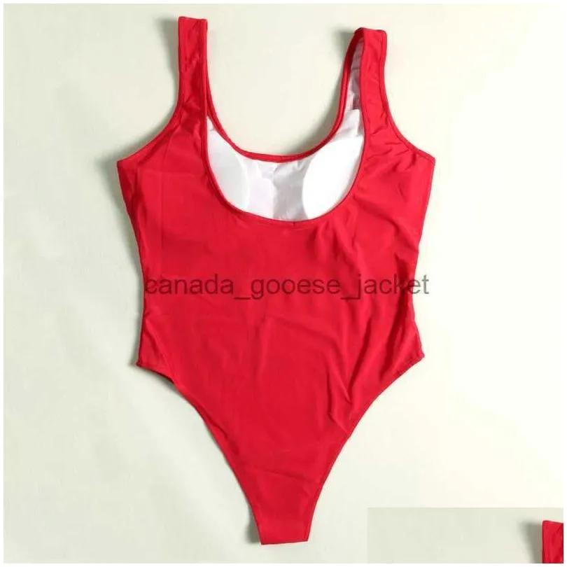Women`s Swimwear Bfustyle American Baywatch The Same One Piece Swimsuit Women Female Sexy Party Red Bathing Suit Bather Plus Size Swimwear