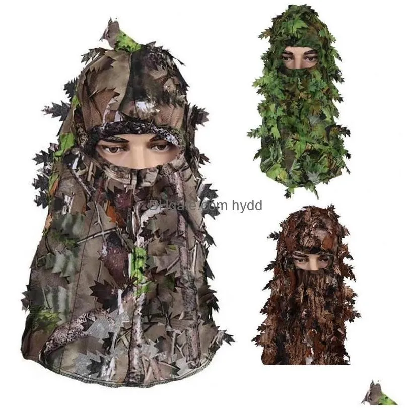 outdoor hats unisex 3d leaf camouflage headgear masks hunting multifunctional tactical face cover forest caps