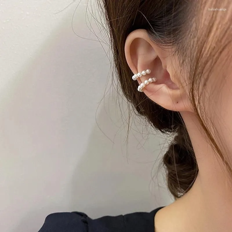 Backs Earrings Korean Pearl Ear Cuff Clip Non-Piercing Bone C-shaped Without Puncture Minimalist For Women Fashion Jewelry