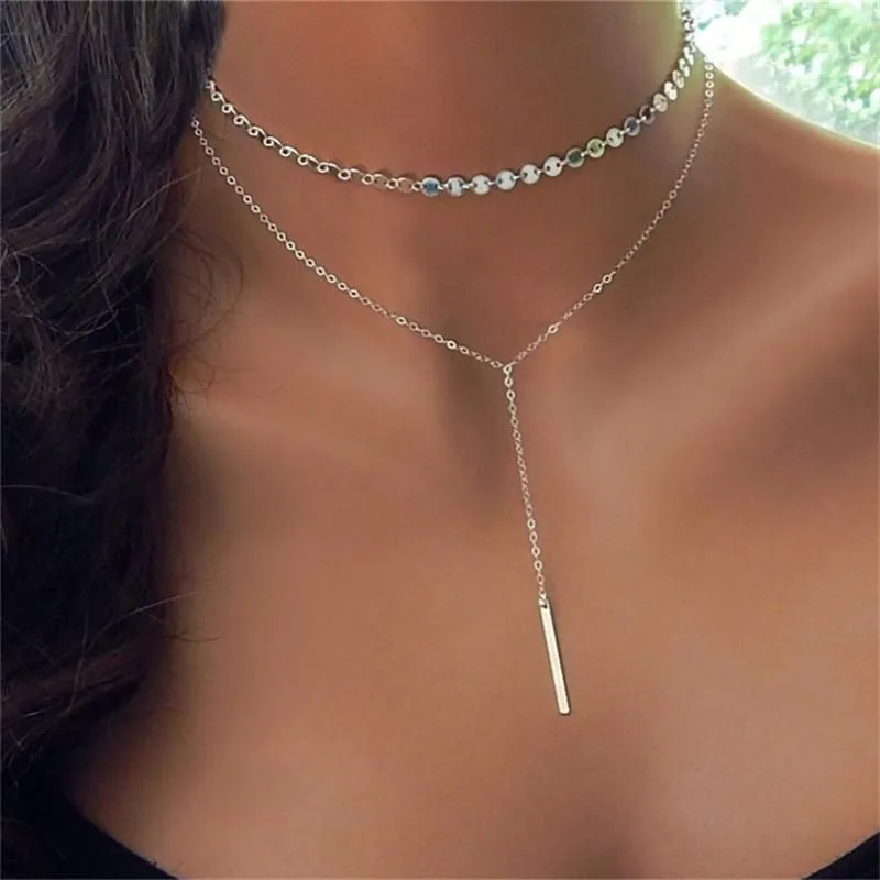 Lusion Jewelry Luxury Multi-layer Tattoo Choker Neckalce Strip Bohemian Boho Chunky Pendnats Neckalces Accessories Chokers