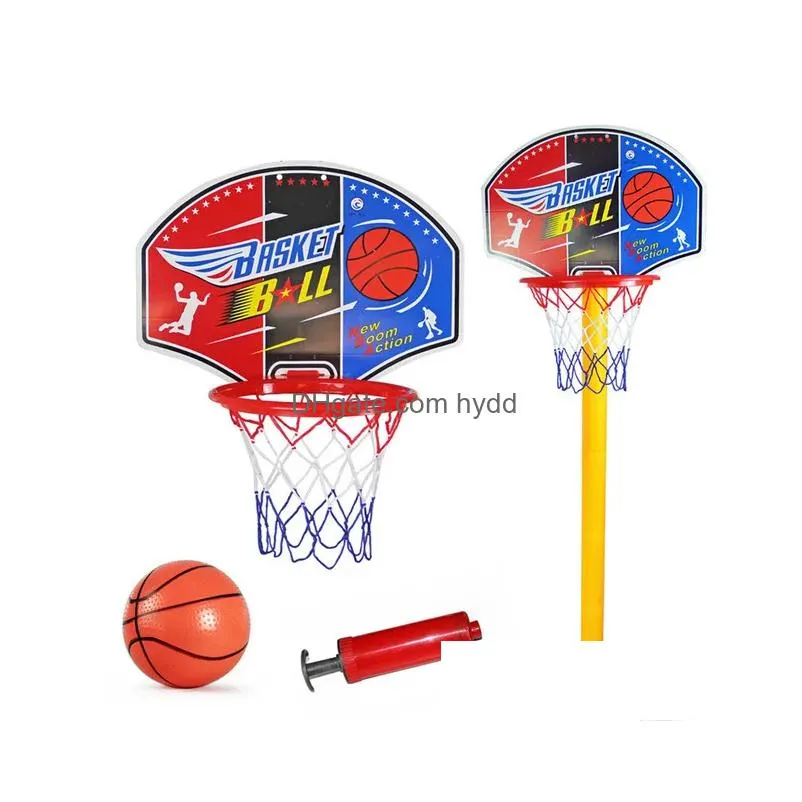 basketball hoop set for kids adjustable portable basketball stand sport game play set net ball and air pump toddler baby sport2237671