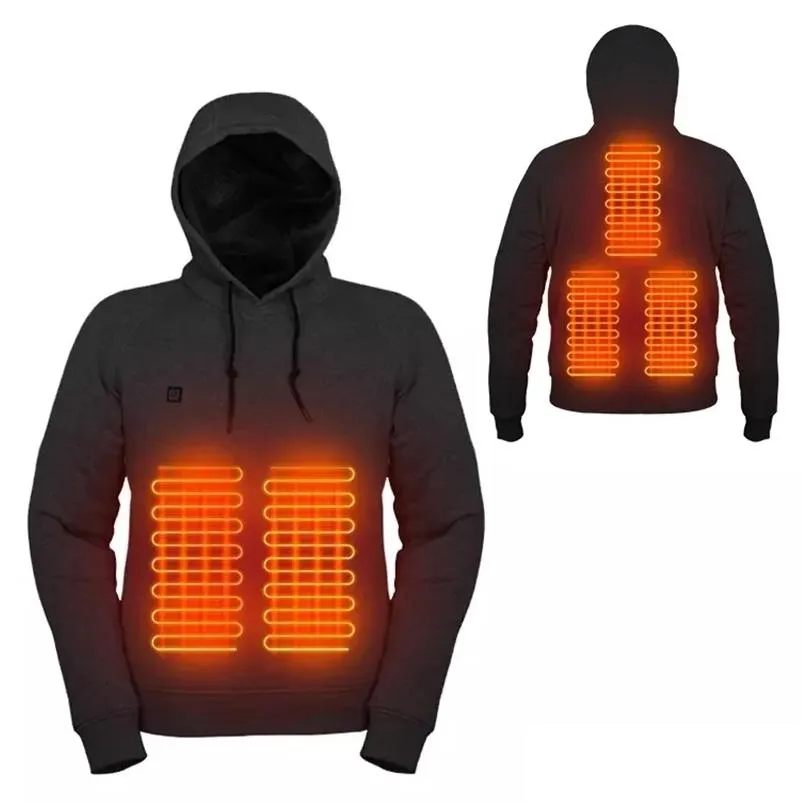 Mens Hoodies Sweatshirts Outdoor Electric USB Heating Sweaters Hoodies Men Winter Warm Heated Clothes Charging Heat Jacket Sportswear