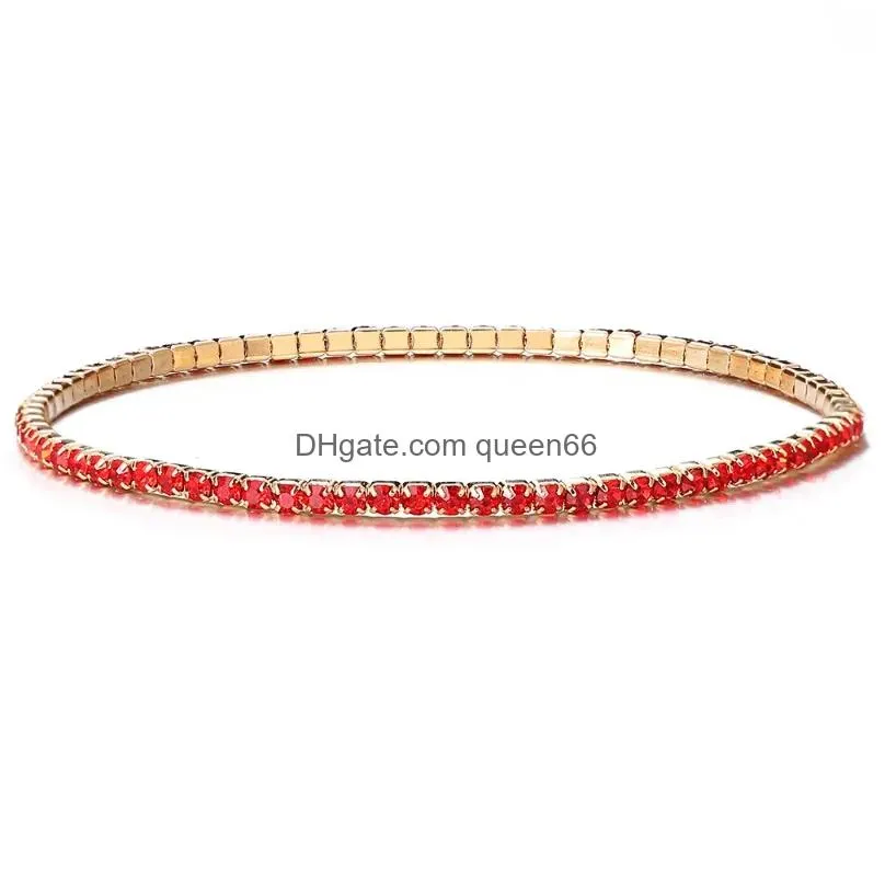Charm Bracelets Colorf Rhinestone Stretch Mticolor Boho Elastic Crystal Bracelet For Women Bling Girl Holiday Gift Fashion Jewelry Dr Dhjgc