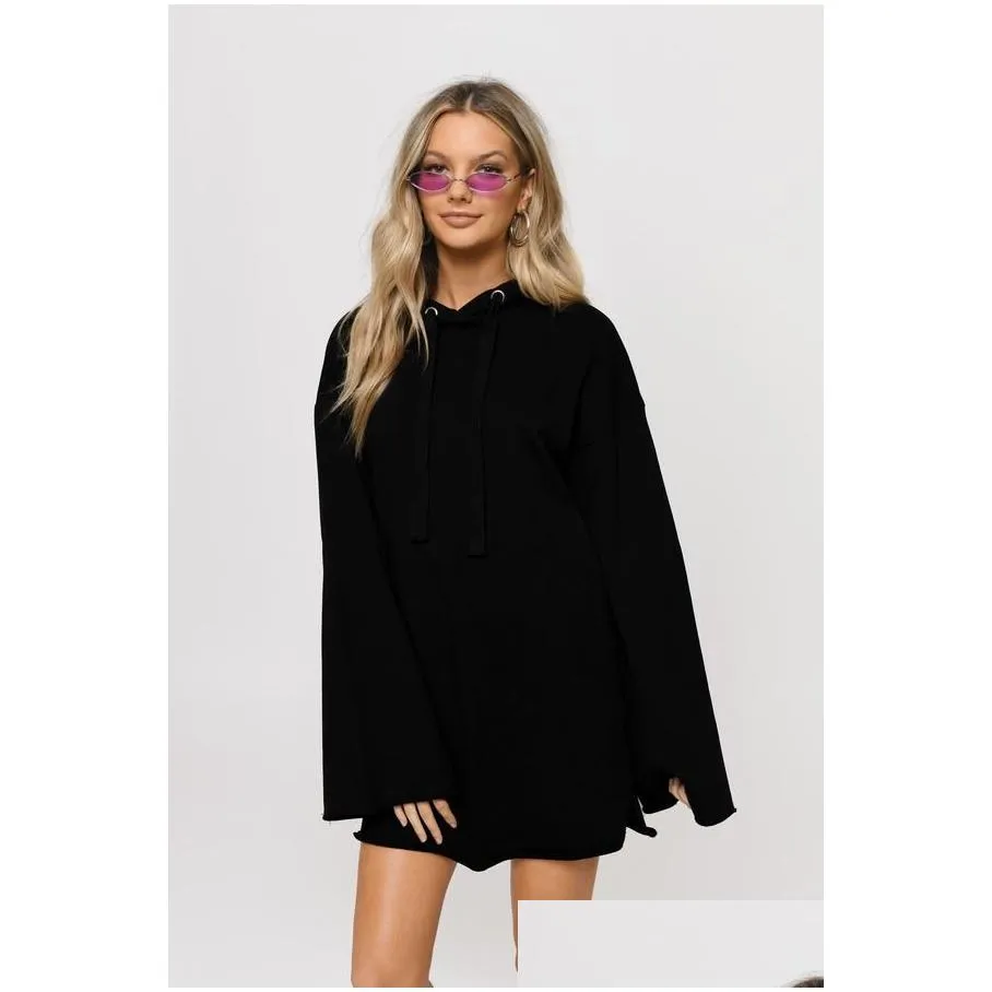Women`S Hoodies & Sweatshirts Womens Plus Size Oversized For Women Long Sleeved Solid Drop Delivery Apparel Clothing Dhguz