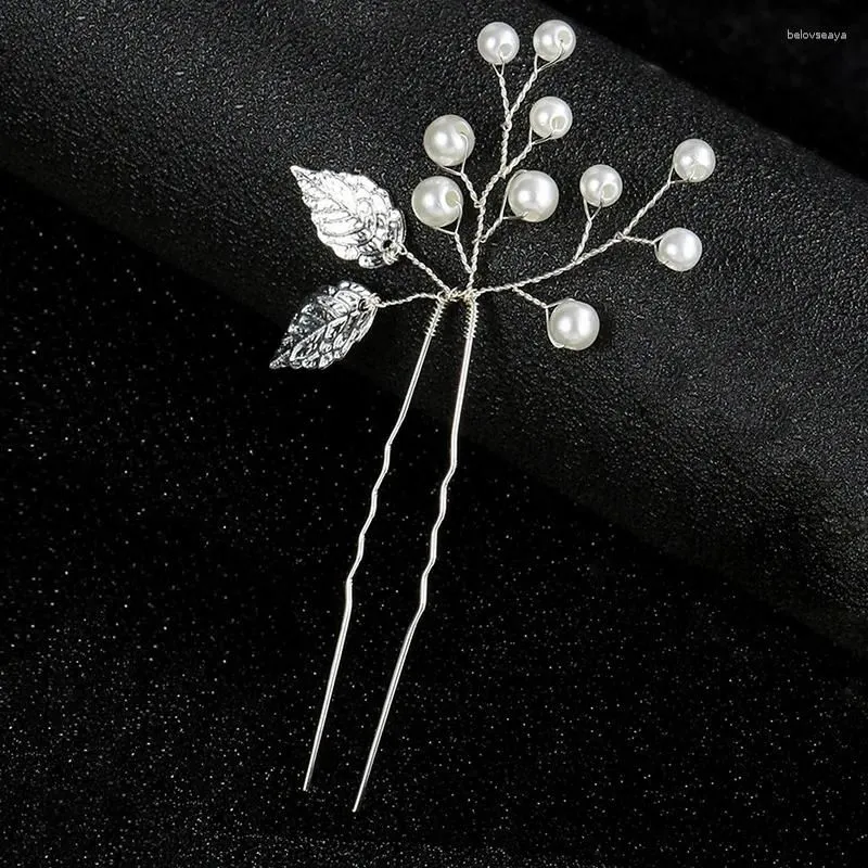 Hair Clips 3PCS Light Luxury Dress Pan U-shaped Pearl Silver Petal Hairpin Set Wedding Party Hanfu Pin Headwear