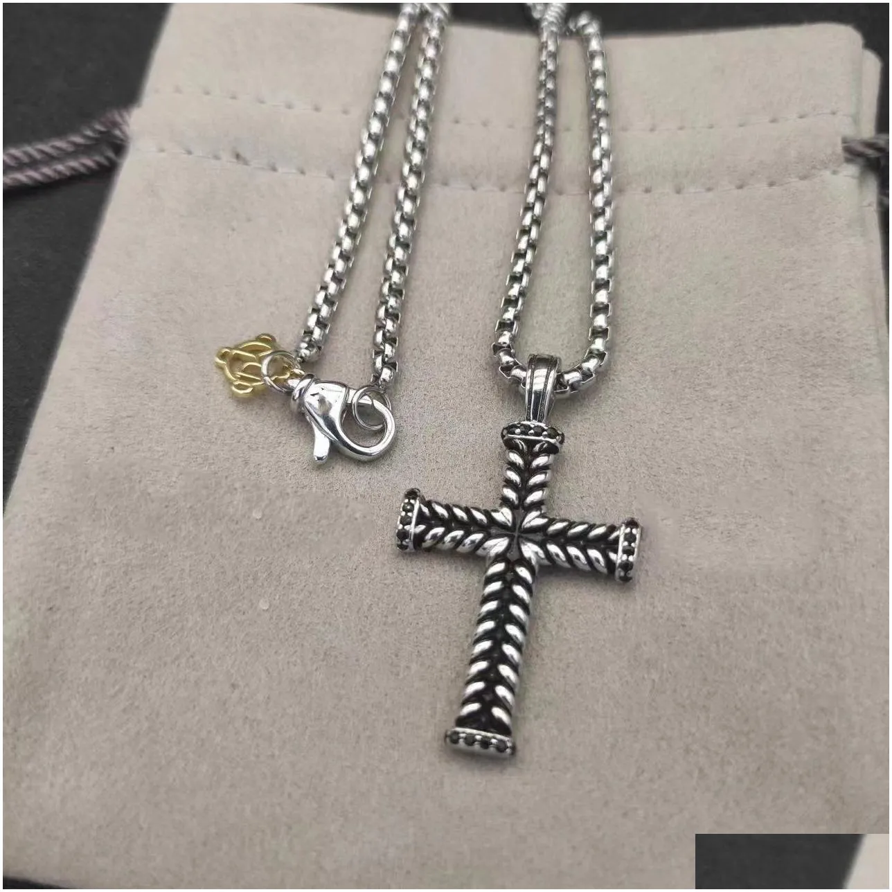 Pendant Necklaces Cross Necklace For Men Dy Jewelry Retro Vintage Designer Mens Chain Sier Man Chains Boyfriend Birthday Party Gift Otluu