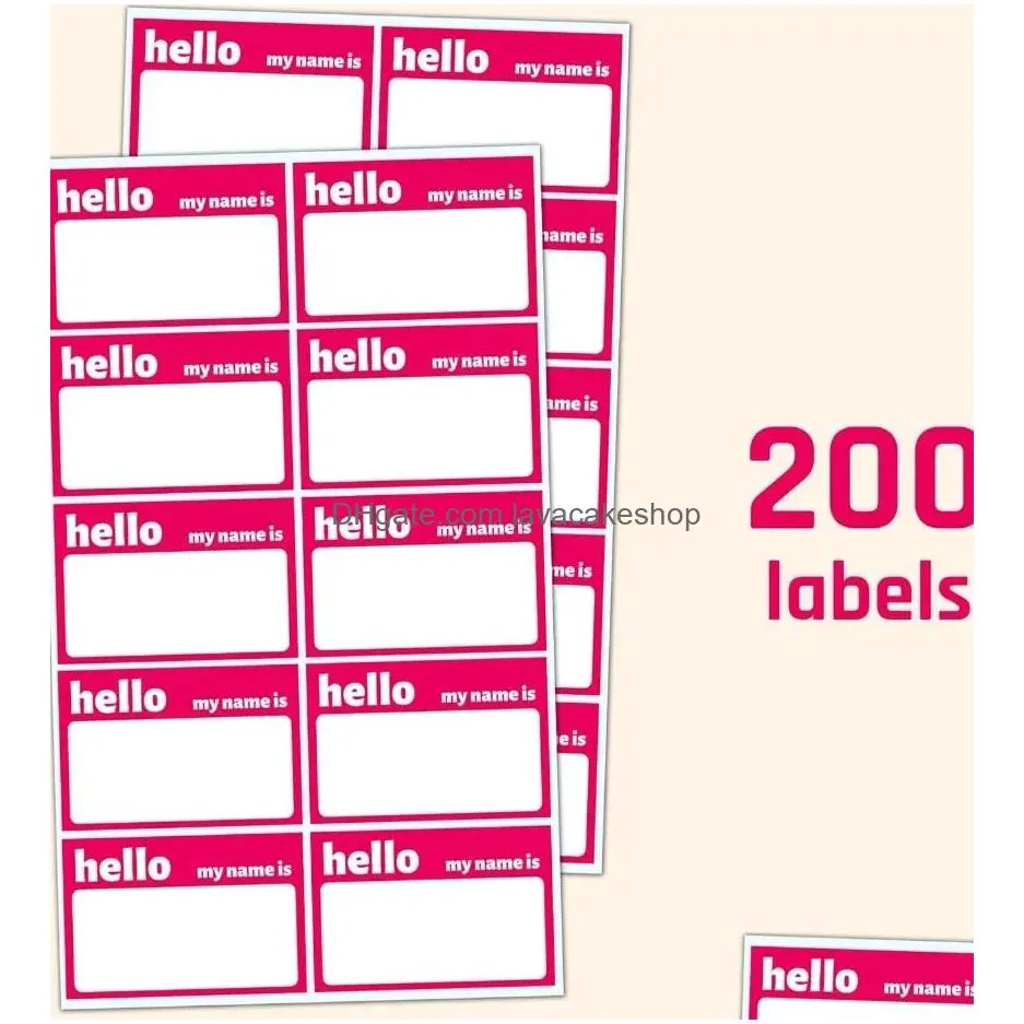 Wallpapers 200 Pack - Hello My Name Is Stickers 75 X 50 Mm Red 600Pack Happy Sad Smilling Face Emotion 2.5Cm Garden 1106 Drop Delivery Dhdpu