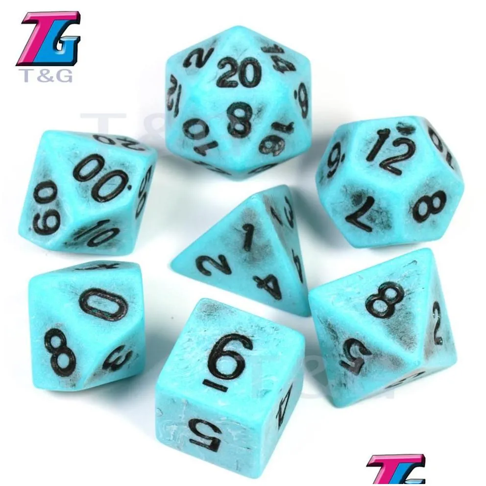 Old Dice Set 7pcs Plastic Unique Distressed Effect271e