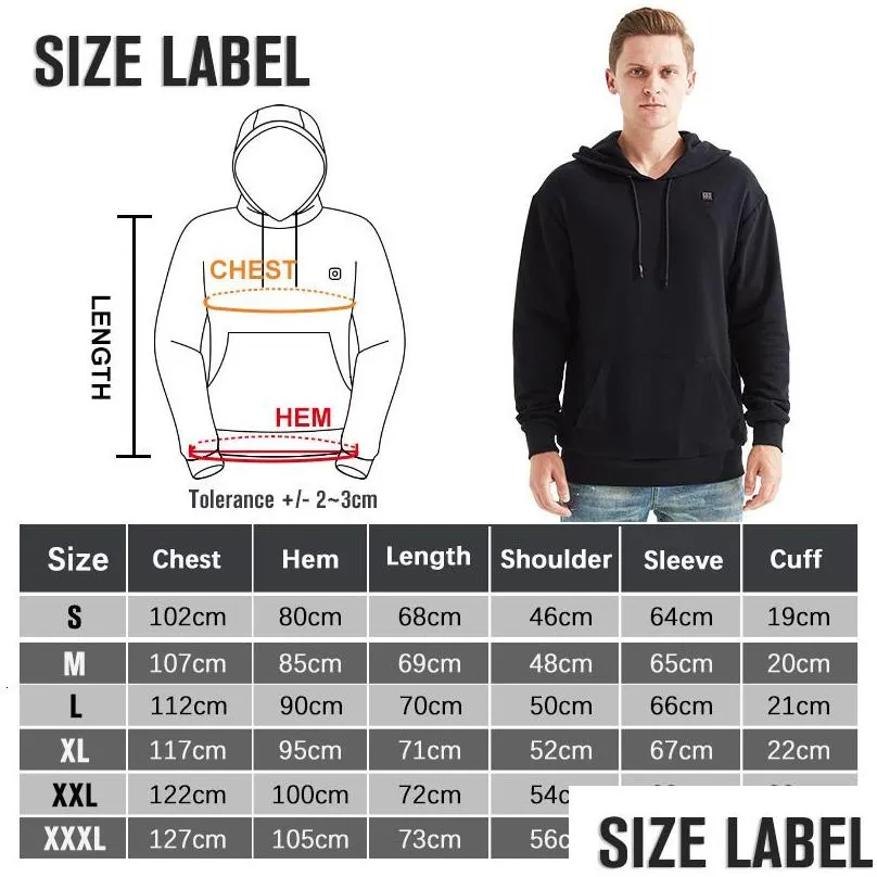 Mens Hoodies Sweatshirts Outdoor Electric USB Heating Sweaters Hoodies Men Winter Warm Heated Clothes Charging Heat Jacket Sportswear