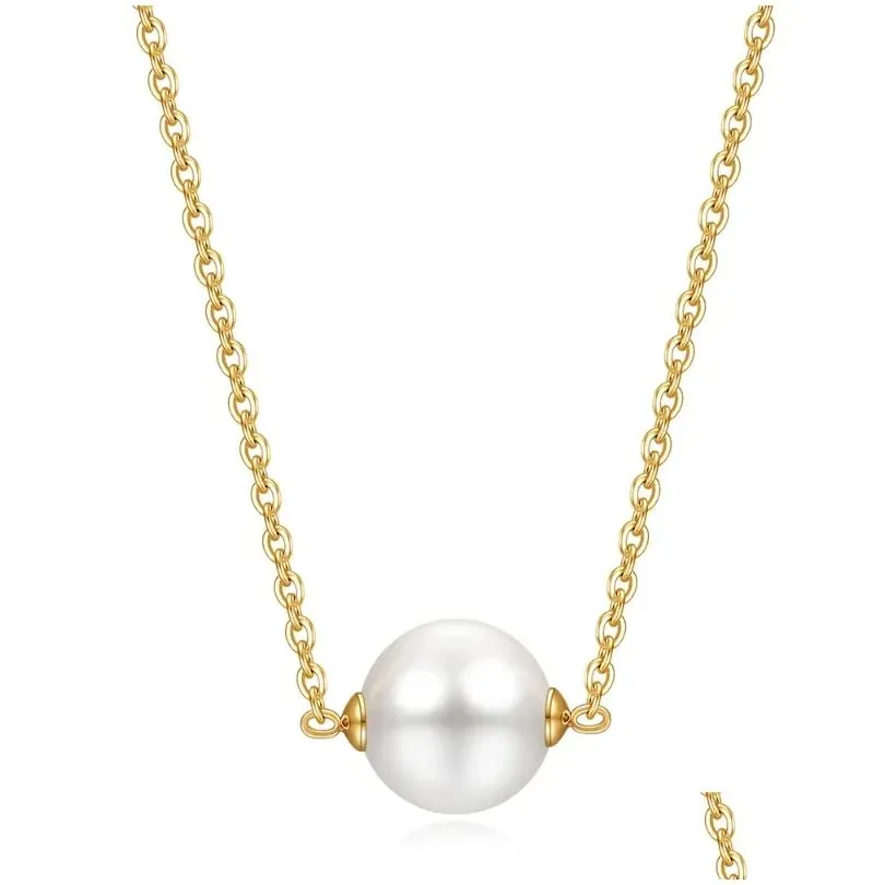 Chains Niba Beads Stainless Steel Necklace Gold Color Freshwater Pearl Pendant For Girl Jewelry Drop Delivery Necklaces Pendants Ot80Q