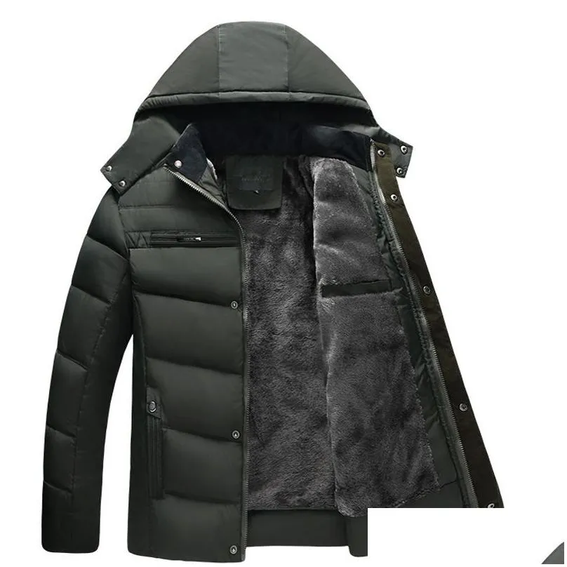 Men`S Down & Parkas New Mens Jacket Winter Coat Hooded Jackets Men Outdoor Fashion Casual Thicken Xl-4Xl Drop Delivery Apparel Clothin Dh8Lg