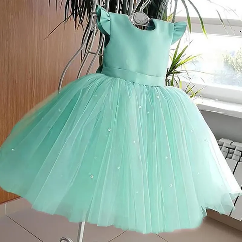 Girl Dresses Baby Baptism Dress For Girls Backless Pearls Elegant Kids Princess Wedding Party Tutu Gown Toddler 1st Birthday Vestidos