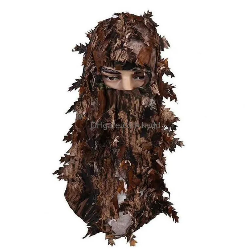 outdoor hats unisex 3d leaf camouflage headgear masks hunting multifunctional tactical face cover forest caps