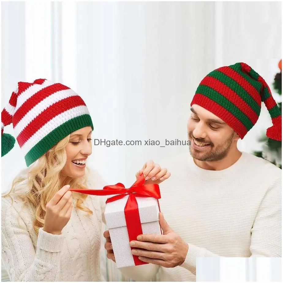 Beanie/Skull Caps Winter Christmas Hat Red Santa Woolen Cap Autumn Warm Cold Protection Hats Fashion Women Party Decoration Outdoor Kn Dhqpe